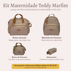 Kit Maternidade Teddy Marfim: Bolsa Grande, Mochila de Passeio e Bolsa de Passeio; você ganha a Nécessaire Maternidade de R$ 99,90