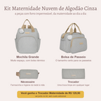 Kit Maternidade Nuvem de Algodão Cinza — o que vem no kit; o Trocador vai de presente