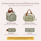 Kit Maternidade Ternura Off White com Verde — o que vem no kit; o Trocador vai de presente