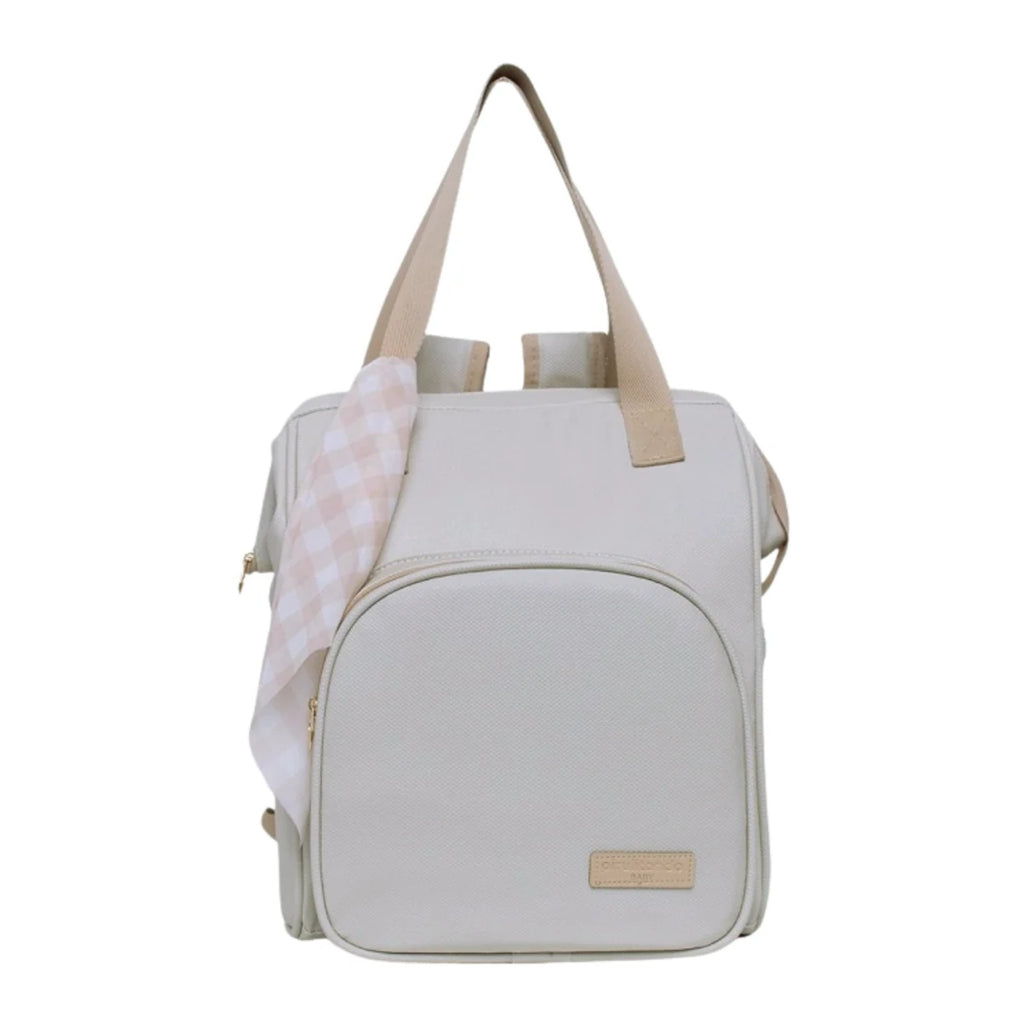 Mochila Maternidade Grande com Bolso Térmico Encanto Marfim
