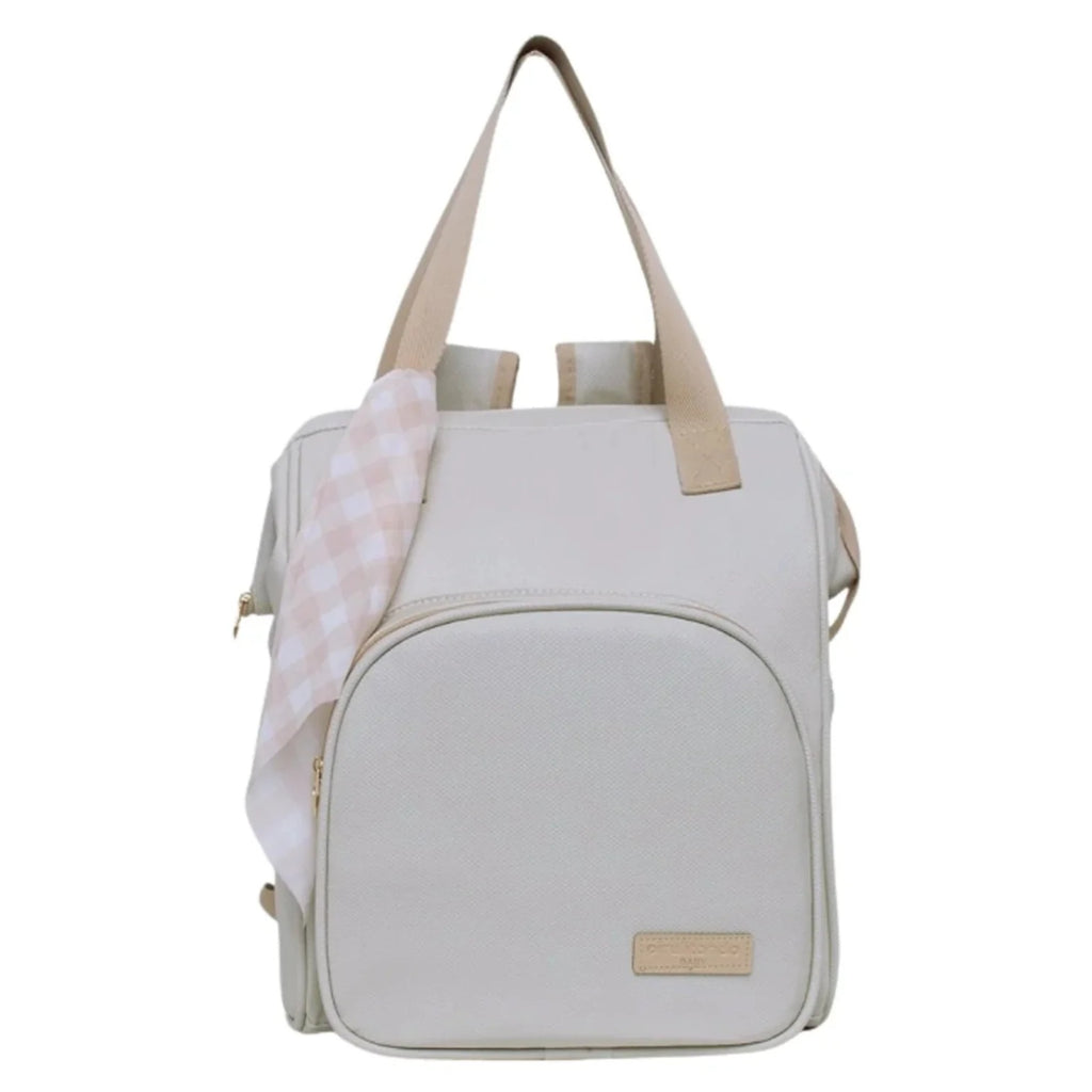 Mochila Maternidade Grande com Bolso Térmico Encanto Marfim