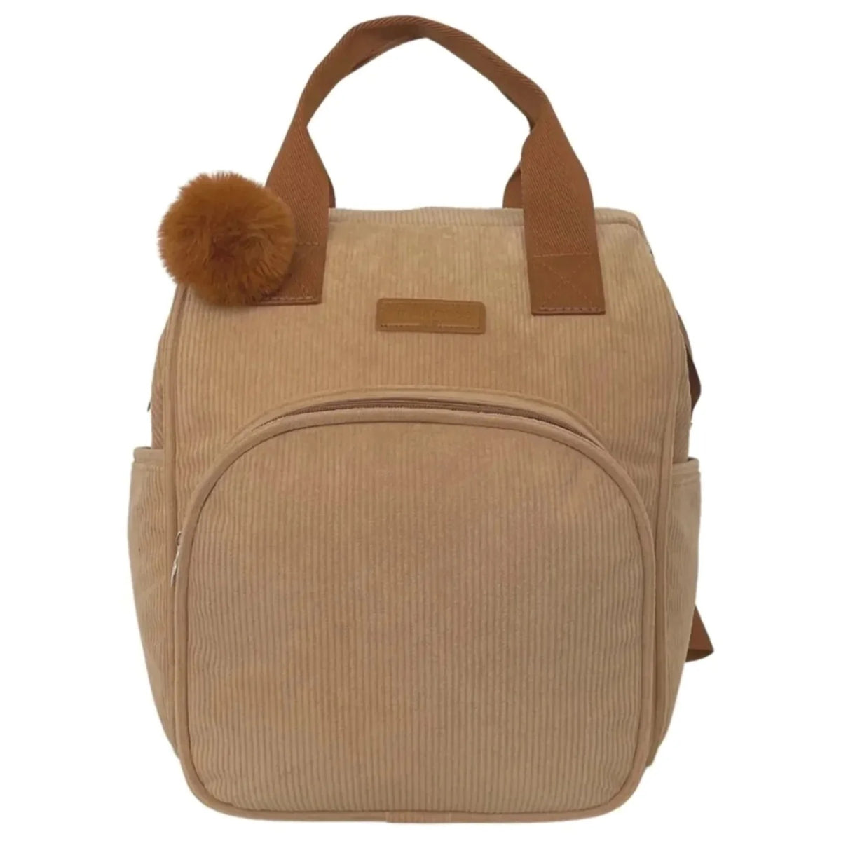 Mochila Maternidade Grande com Bolso Térmico Ninar Bege com Marrom