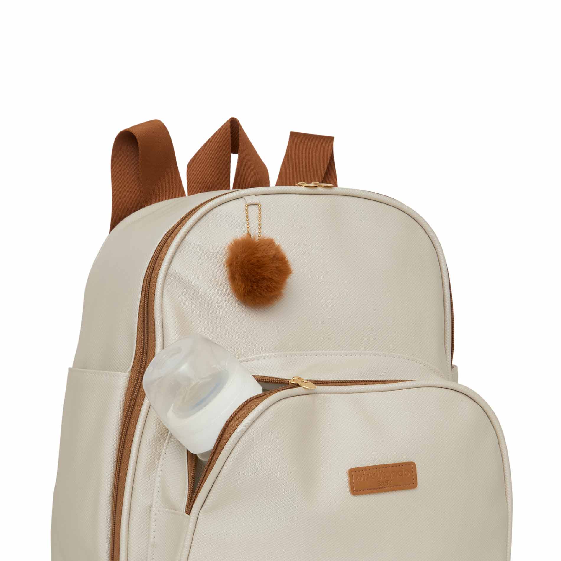 Mochila Média com Bolso Térmico Amor de Mãe Off White