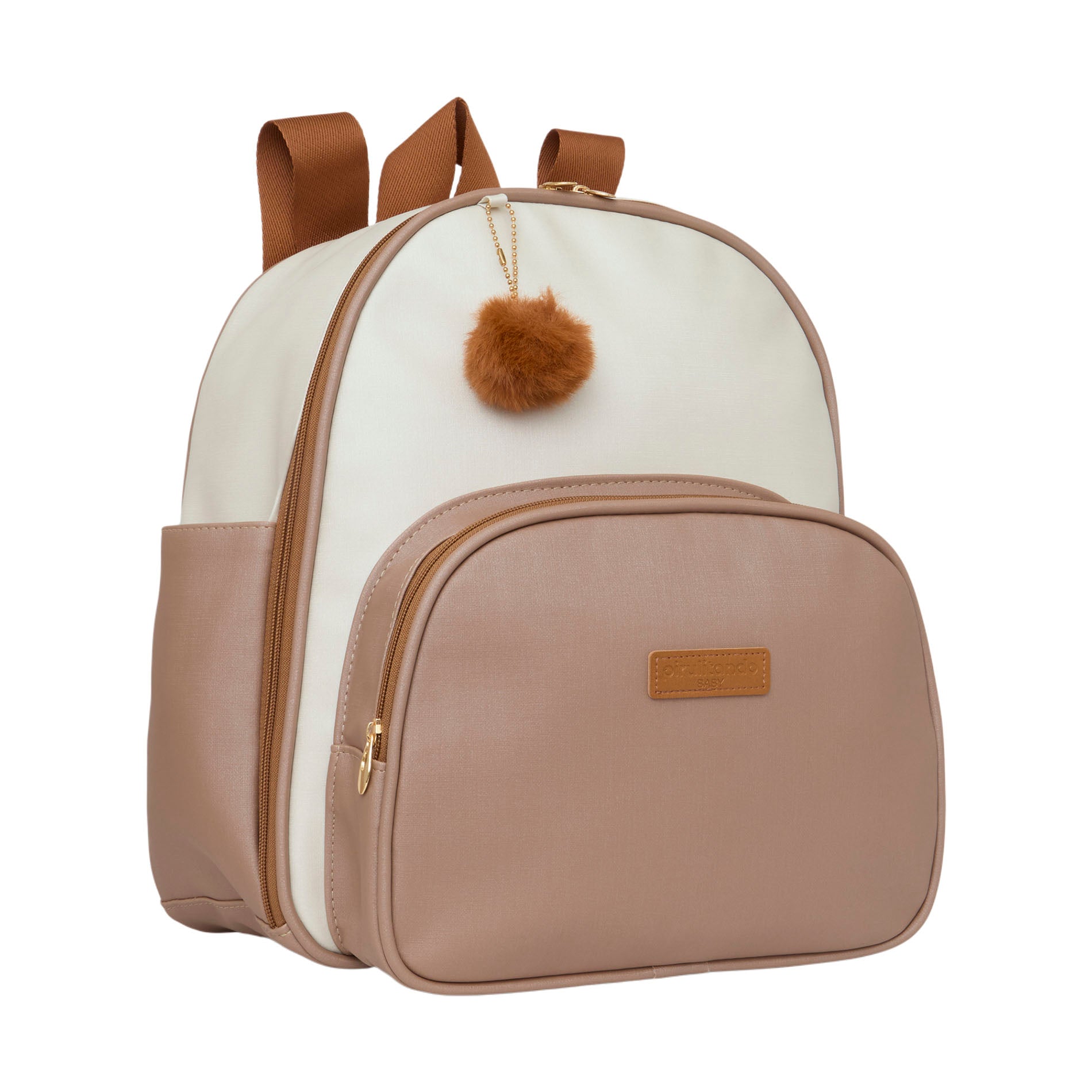 Mochila Média com Bolso Térmico Ternura Off C/ Marrom