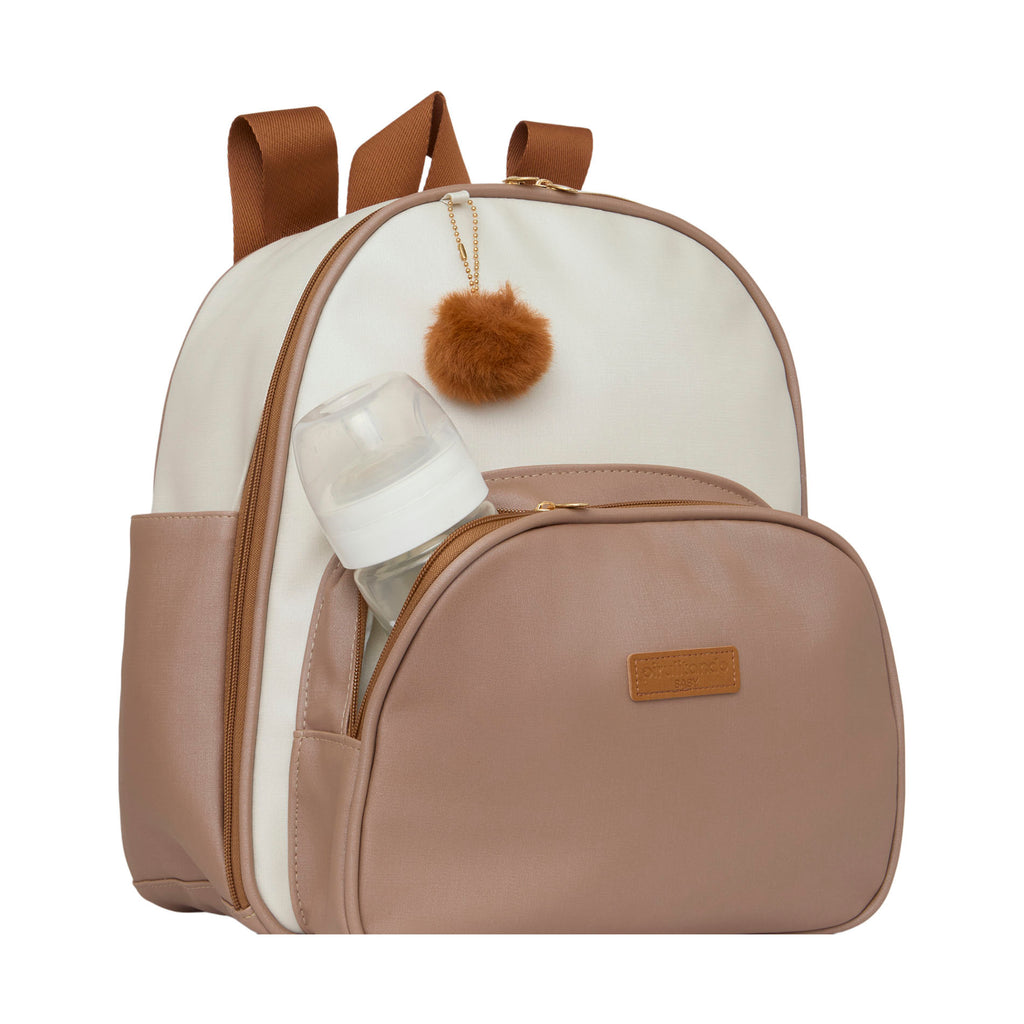 Mochila Média com Bolso Térmico Ternura Off C/ Marrom