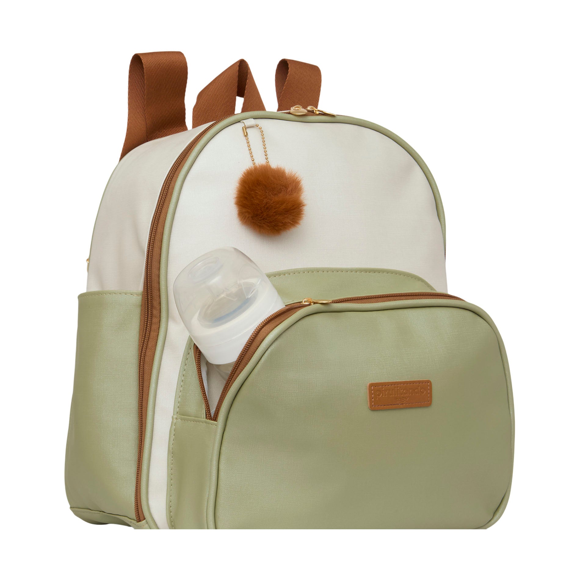 Mochila Média com Bolso Térmico Ternura Off C/ Verde