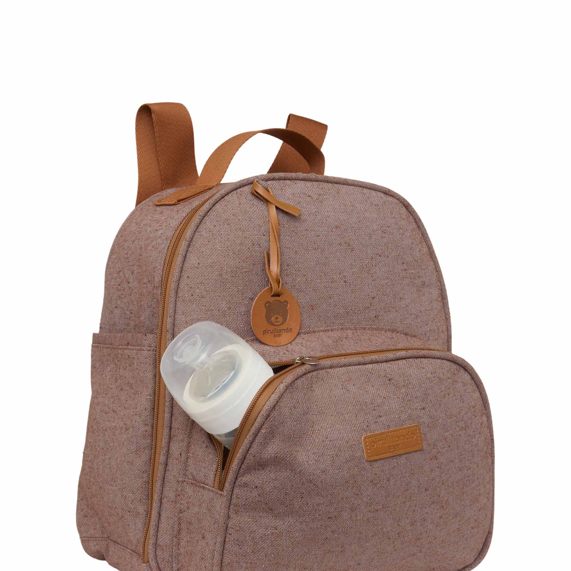 Mochila Média com Bolso Térmico Sentimento Marrom