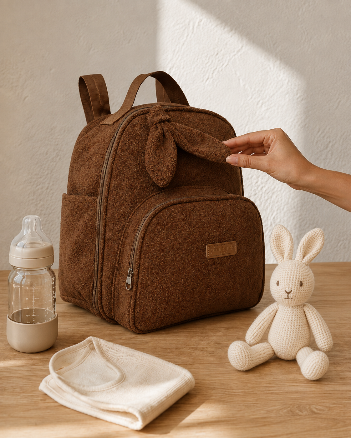 Mochila Maternidade de Passeio com Bolso Térmico Dengo Marrom