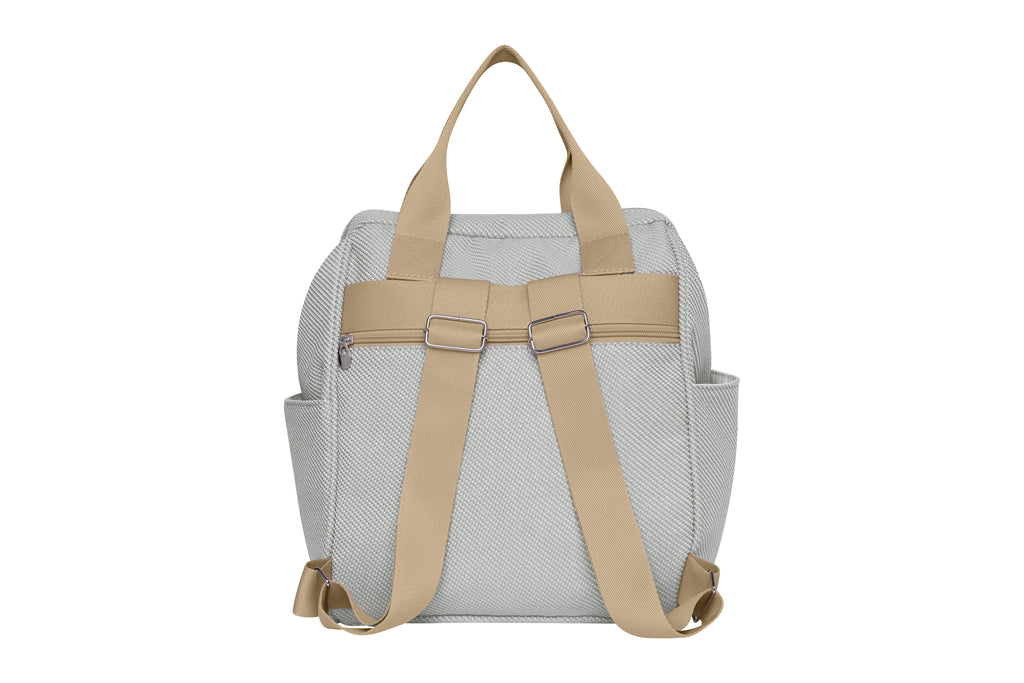 Mochila Maternidade Média Nuvem de Algodão Cinza com Bolso Frontal Térmico