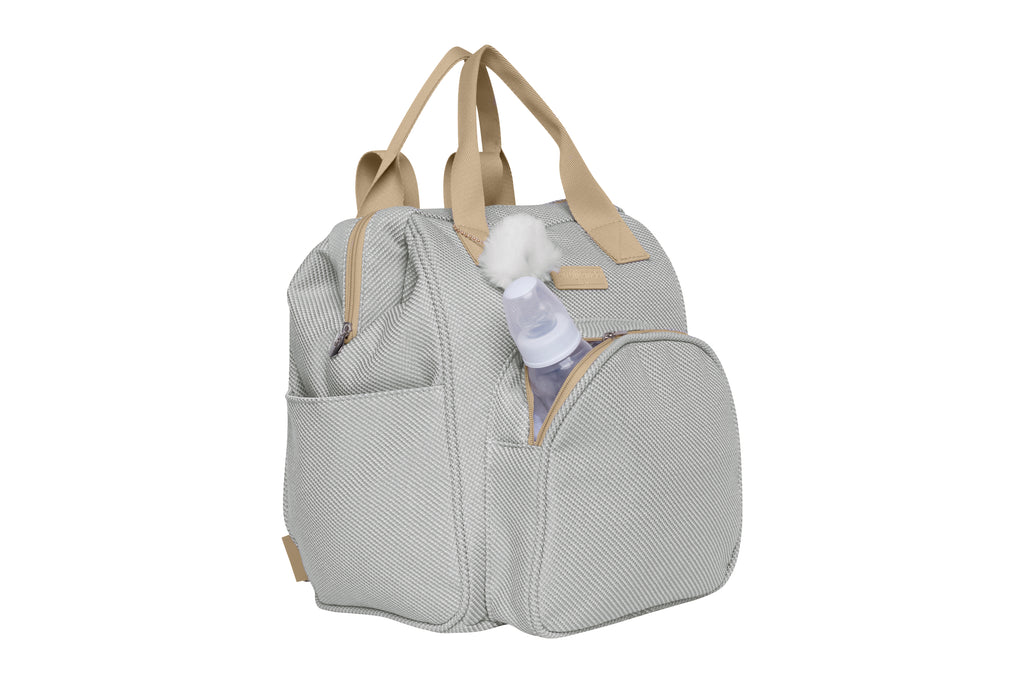 Mochila Maternidade Média Nuvem de Algodão Cinza com Bolso Frontal Térmico