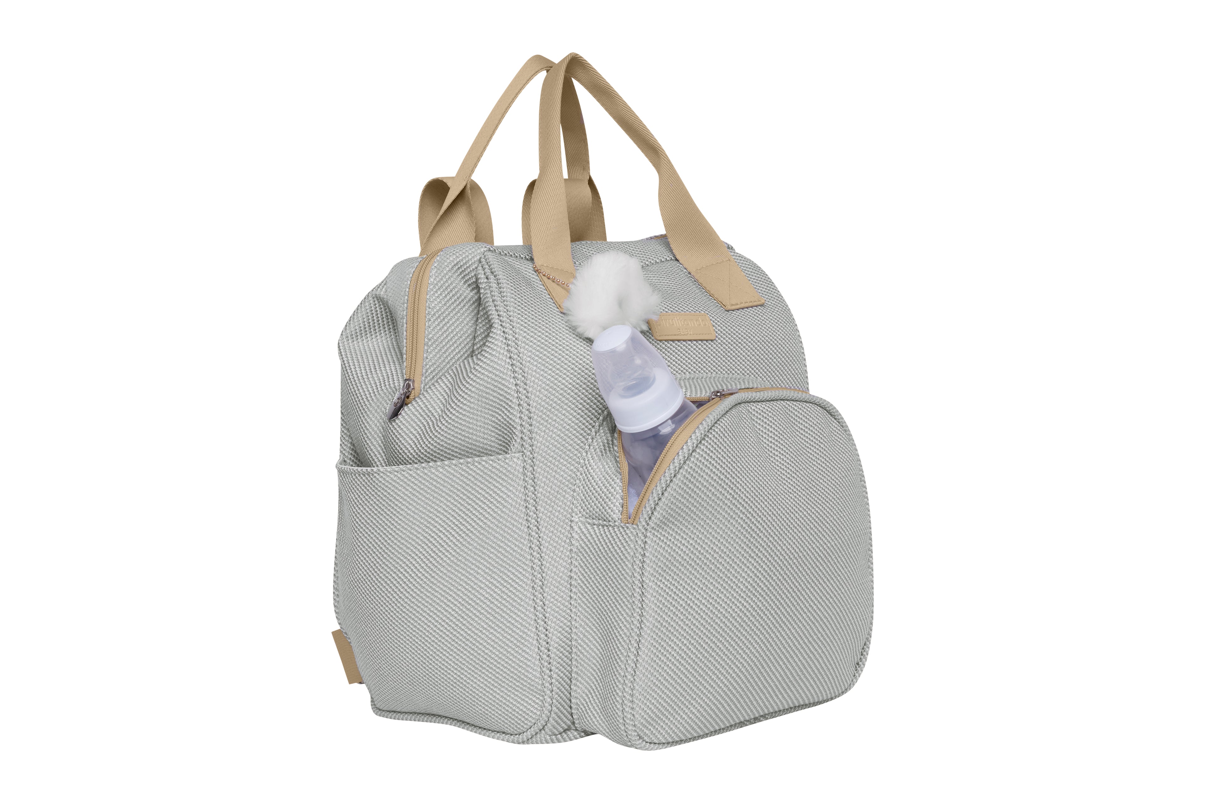Mochila Maternidade Média Nuvem de Algodão Cinza com Bolso Frontal Térmico