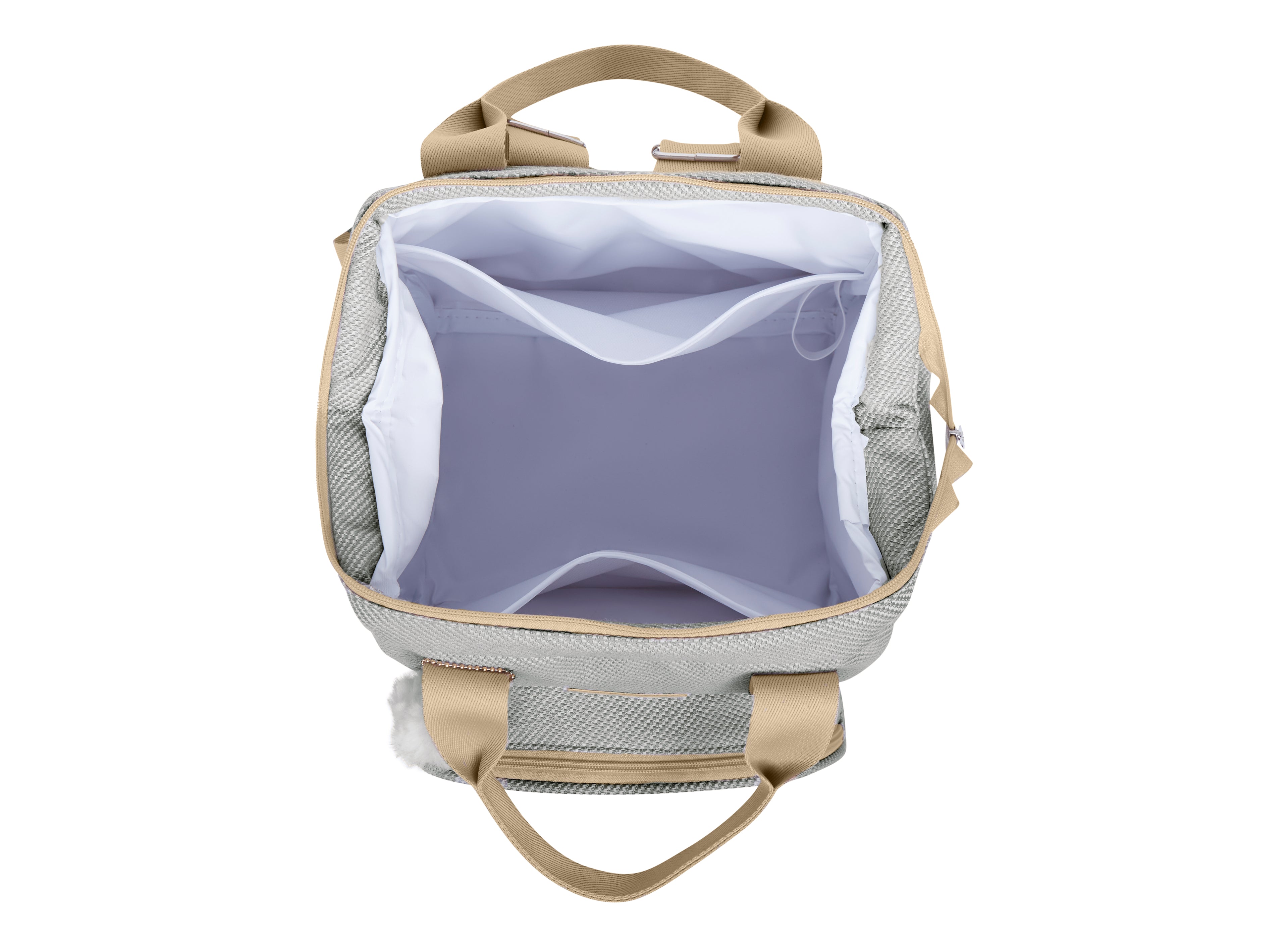 Mochila Maternidade Média Nuvem de Algodão Cinza com Bolso Frontal Térmico