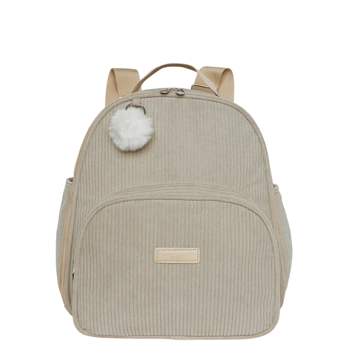 Mochila maternidade de passeio Ninar nude com bolso térmico, vista frontal
