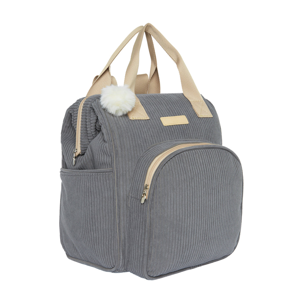 Mochila Maternidade Grande com Bolso Térmico Ninar Cinza