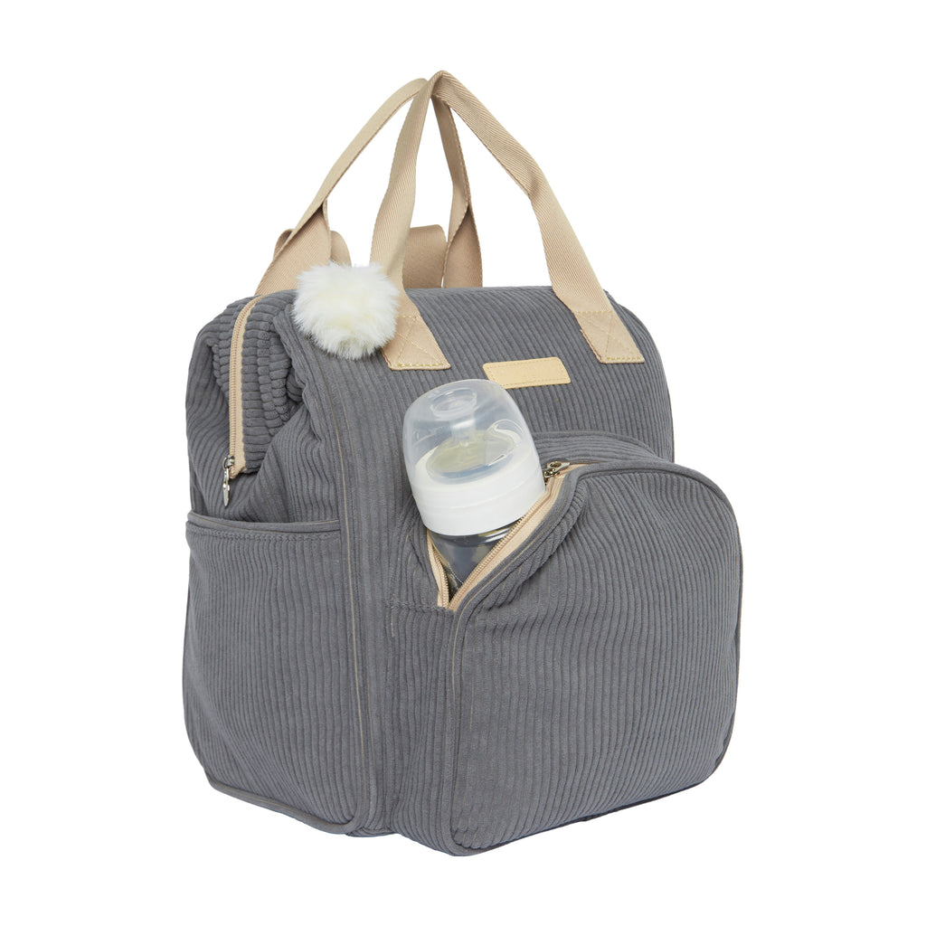 Mochila Maternidade Grande com Bolso Térmico Ninar Cinza