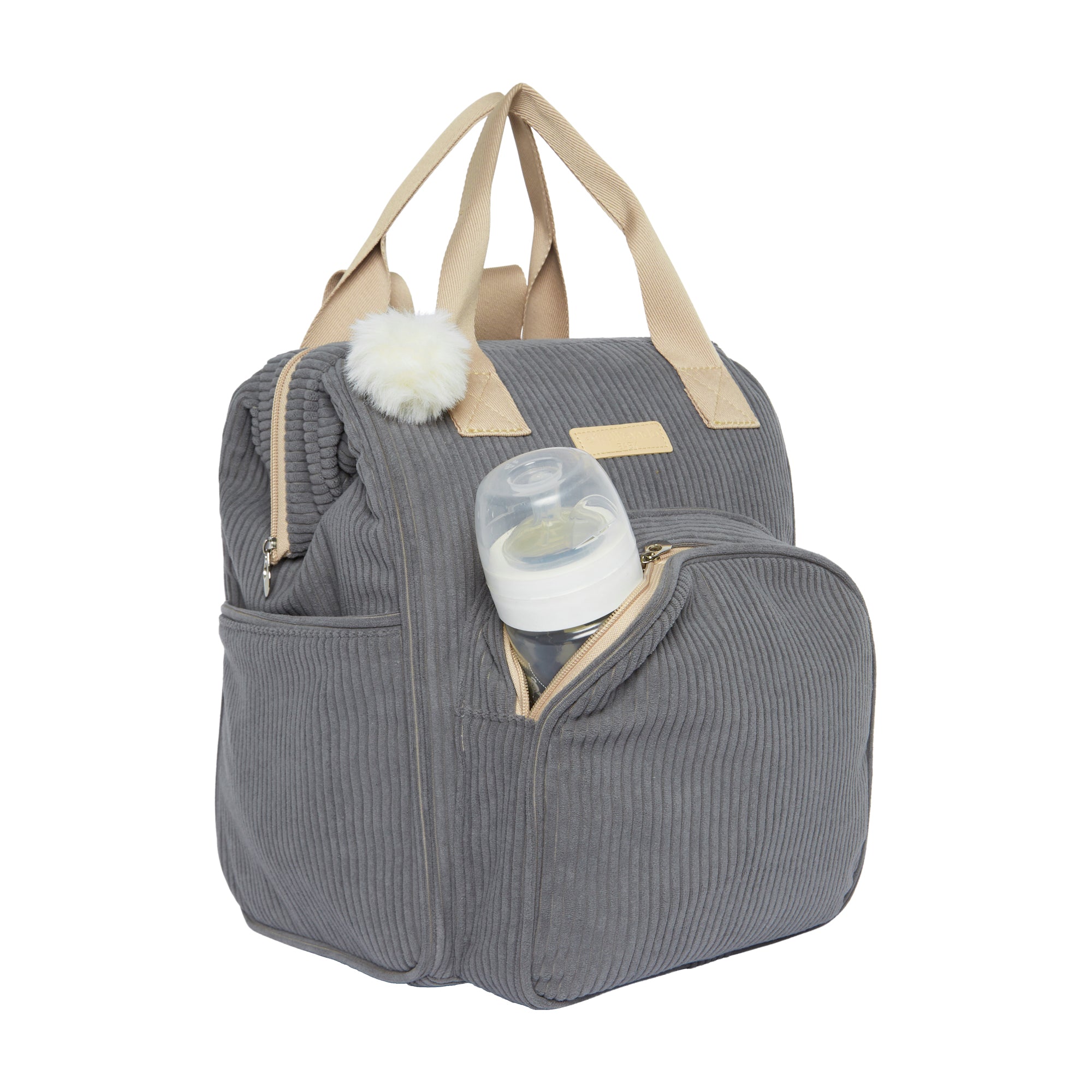 Mochila Maternidade Grande com Bolso Térmico Ninar Cinza