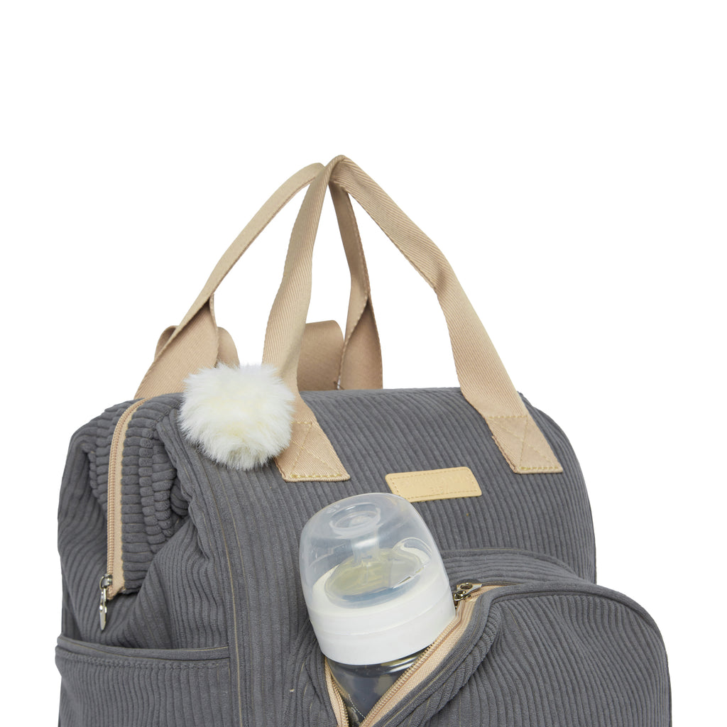 Mochila Maternidade Grande com Bolso Térmico Ninar Cinza