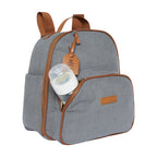 Mochila Maternidade de Passeio com Bolso Térmico Teddy Cinza com Marrom
