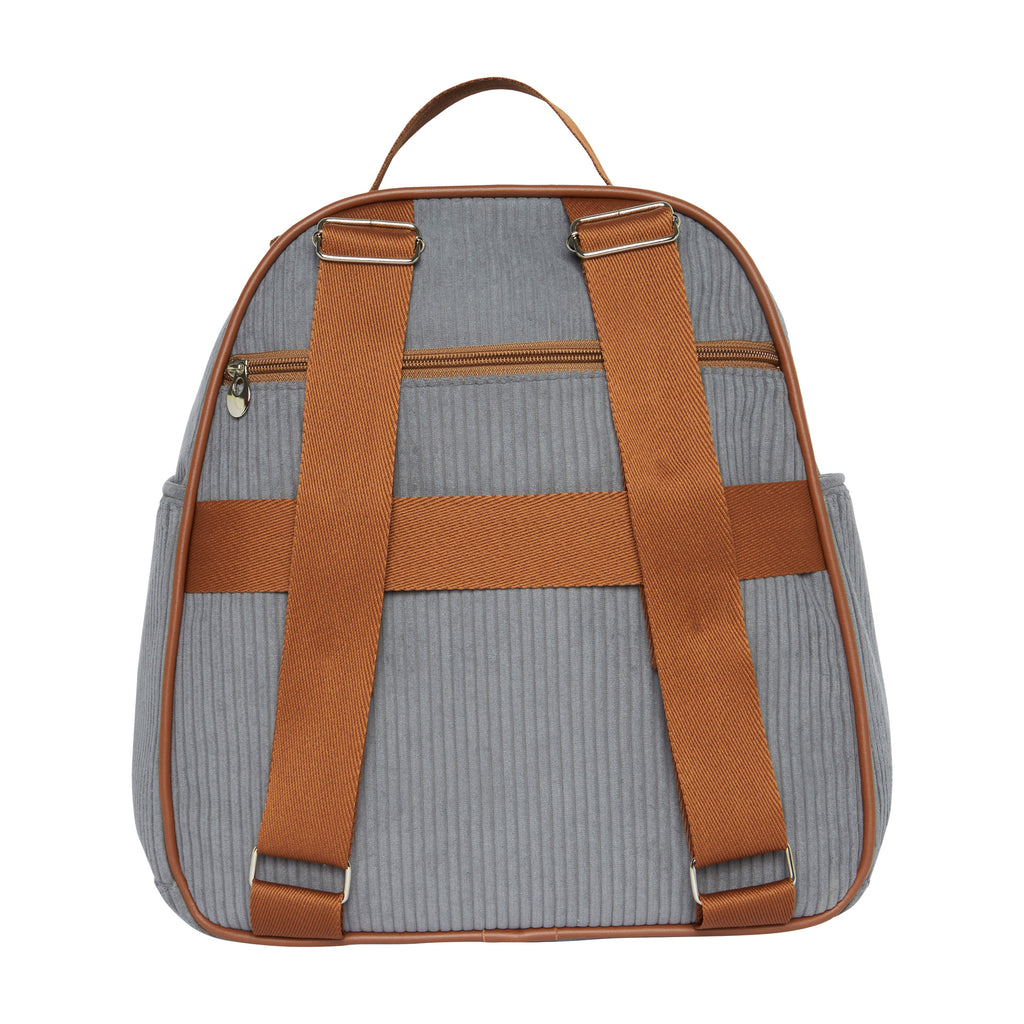 Mochila Maternidade de Passeio com Bolso Térmico Teddy Cinza com Marrom