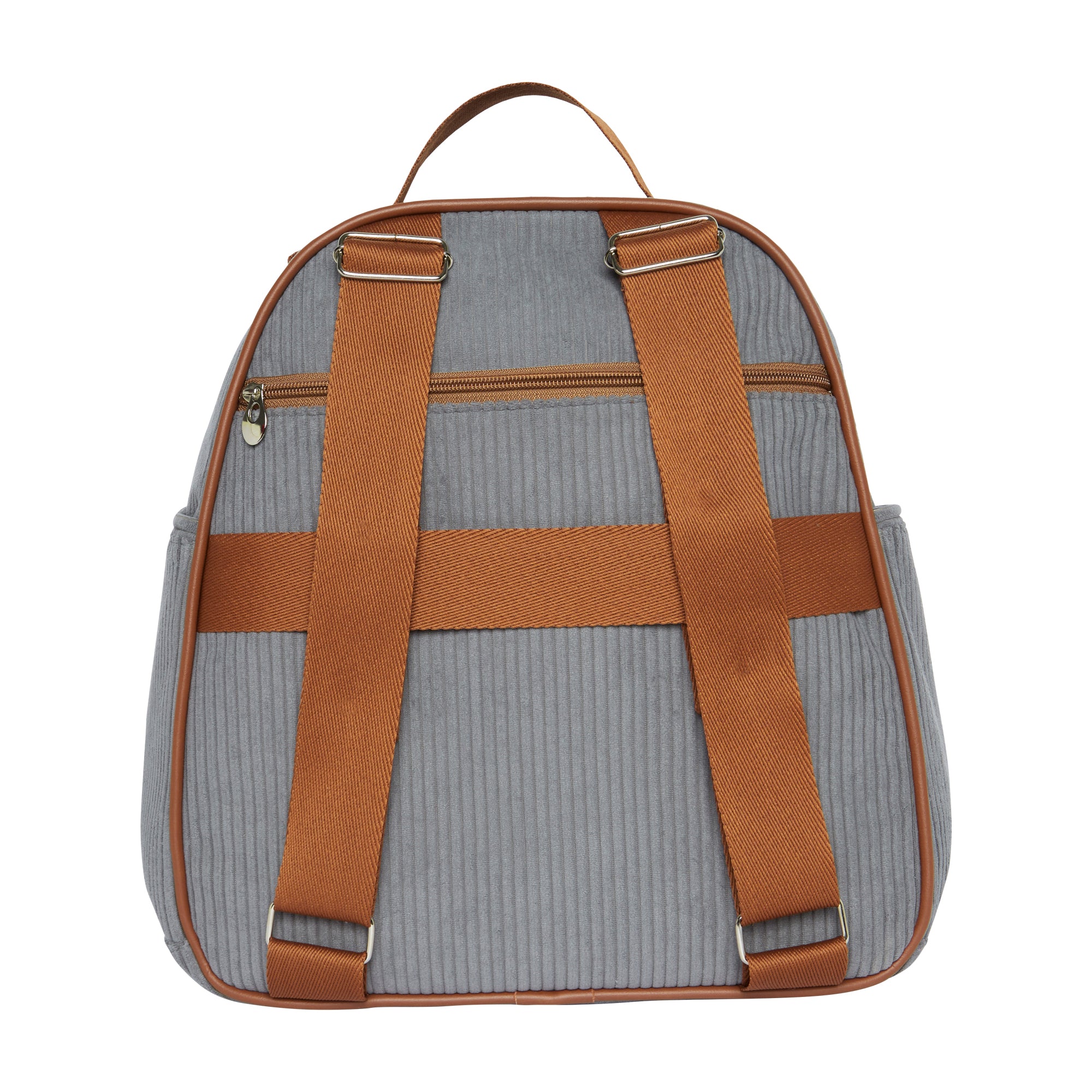 Mochila Maternidade de Passeio com Bolso Térmico Teddy Cinza com Marrom