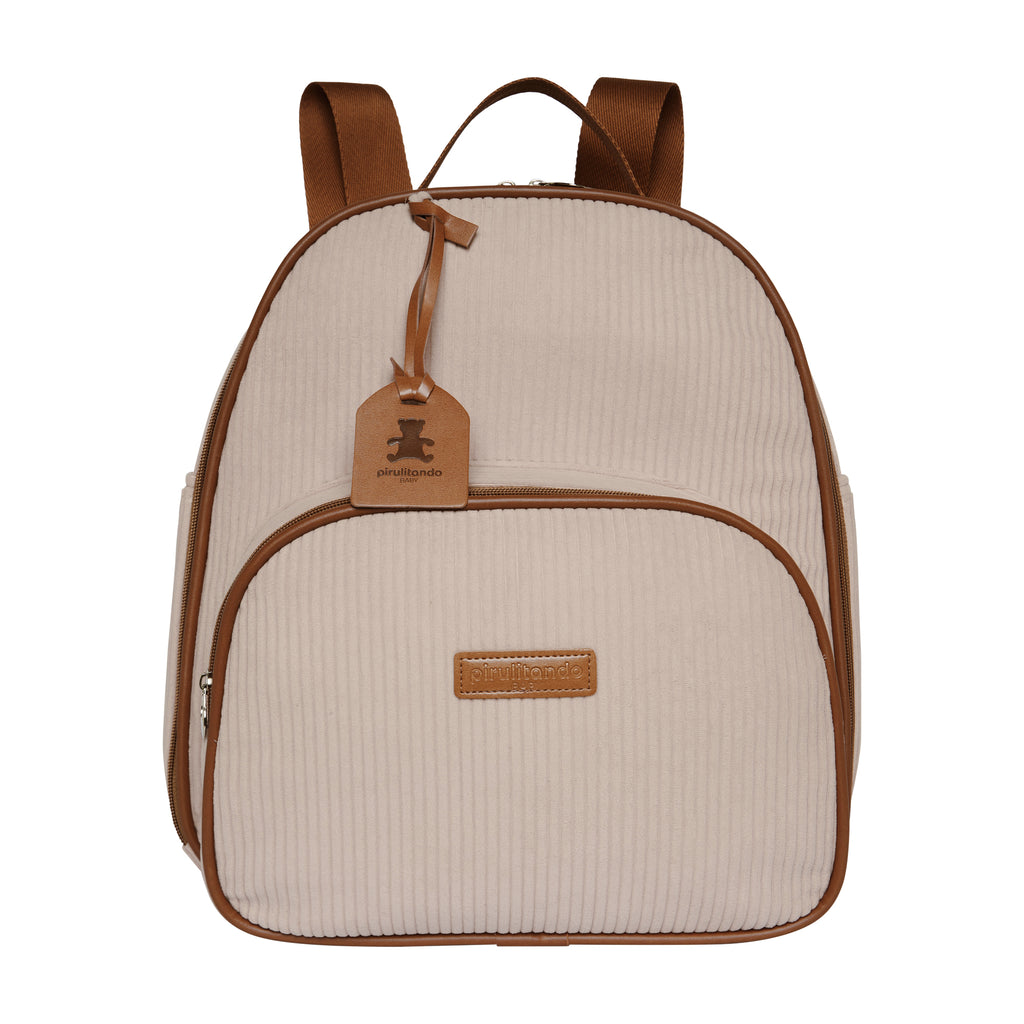 Mochila Maternidade de Passeio com Bolso Térmico Teddy Rosa com Marrom