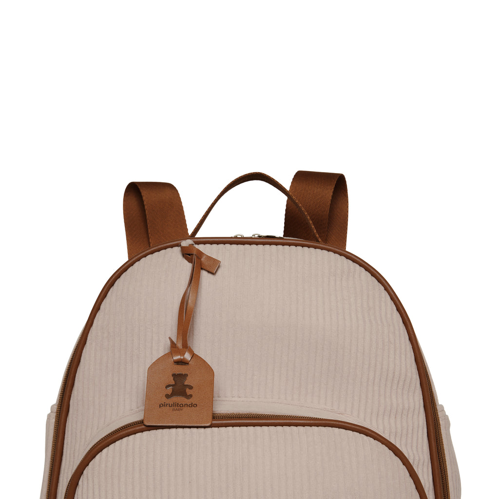 Mochila Maternidade de Passeio com Bolso Térmico Teddy Rosa com Marrom