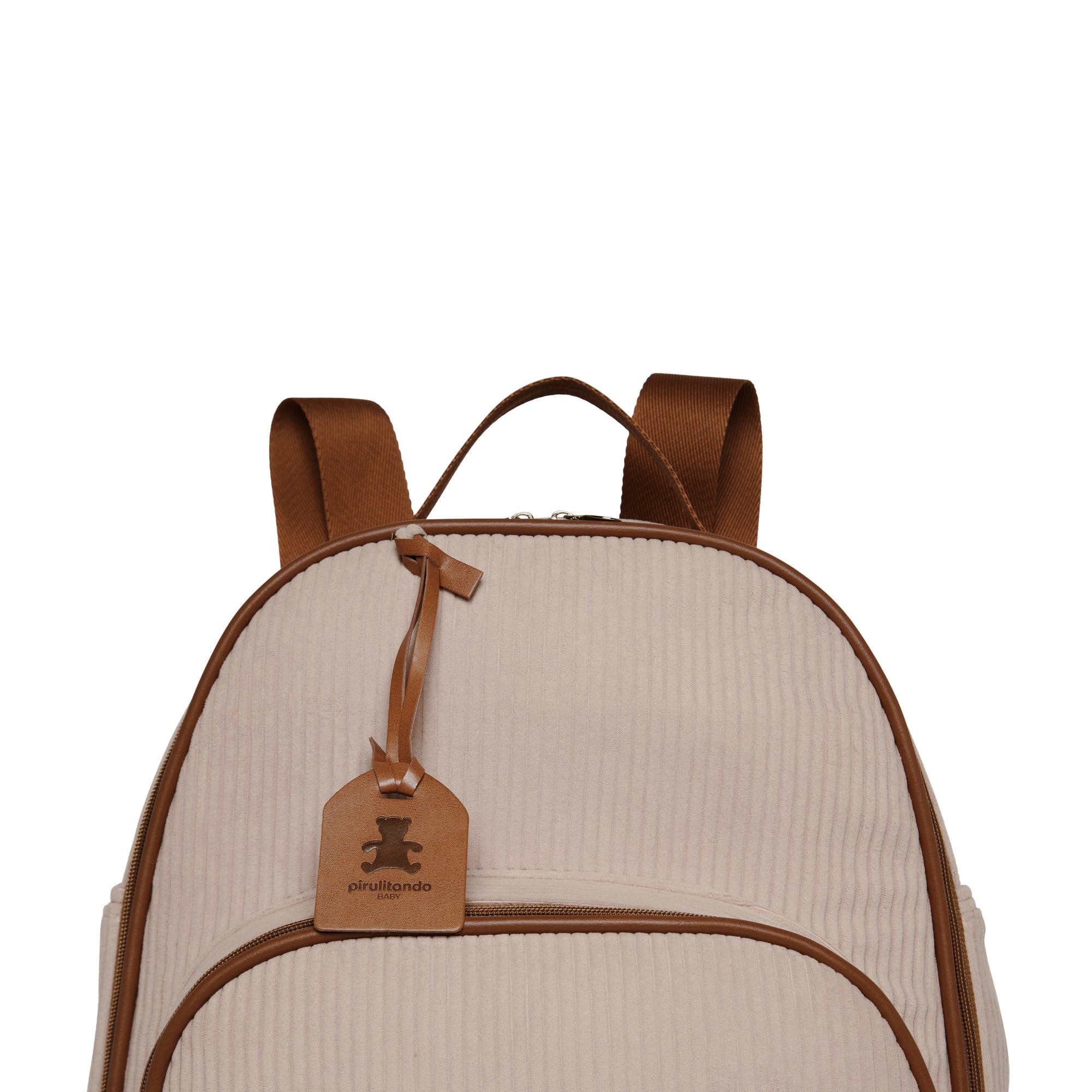 Mochila Maternidade de Passeio com Bolso Térmico Teddy Rosa com Marrom