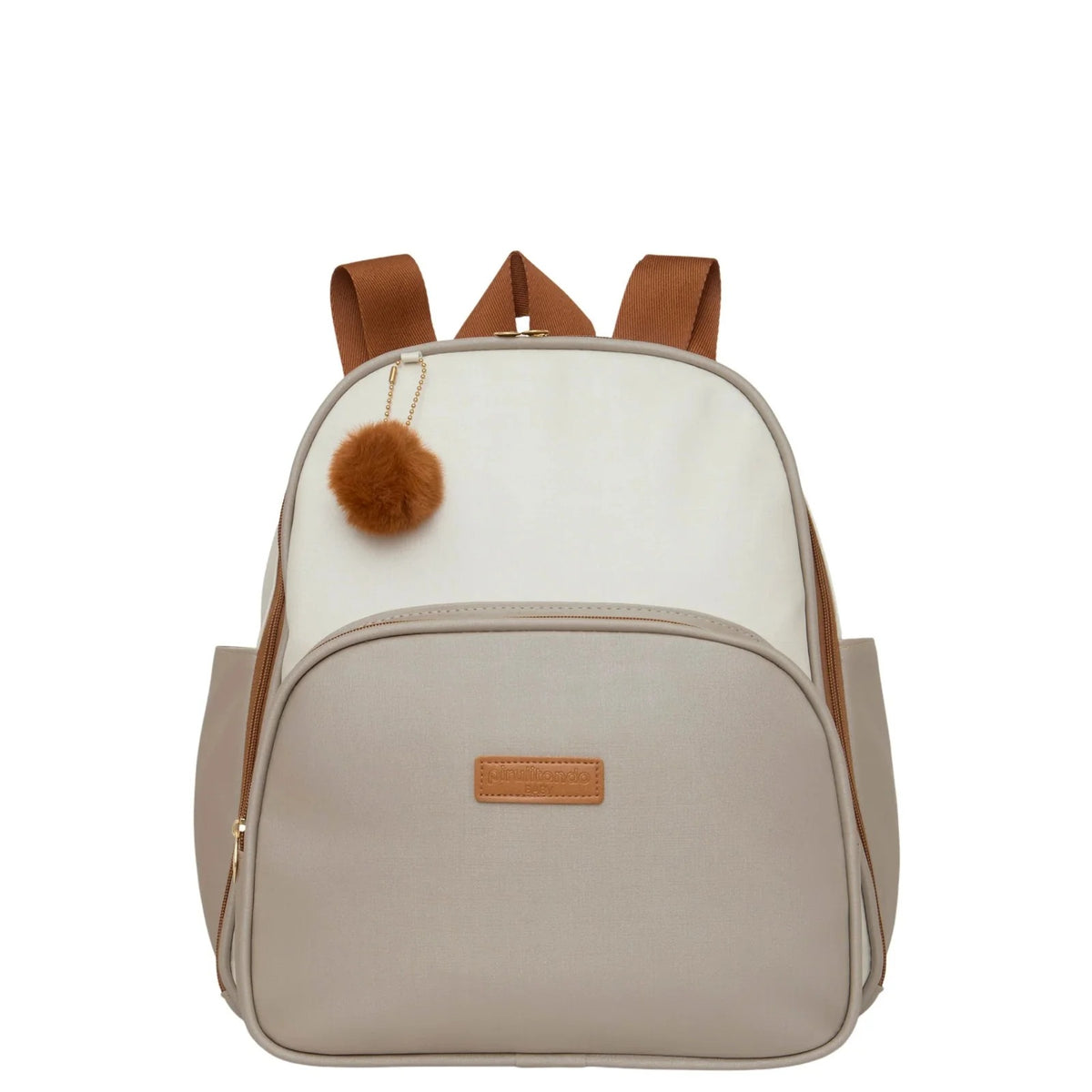 Mochila Maternidade de Passeio com Bolso Térmico Ternura Off White com Cinza