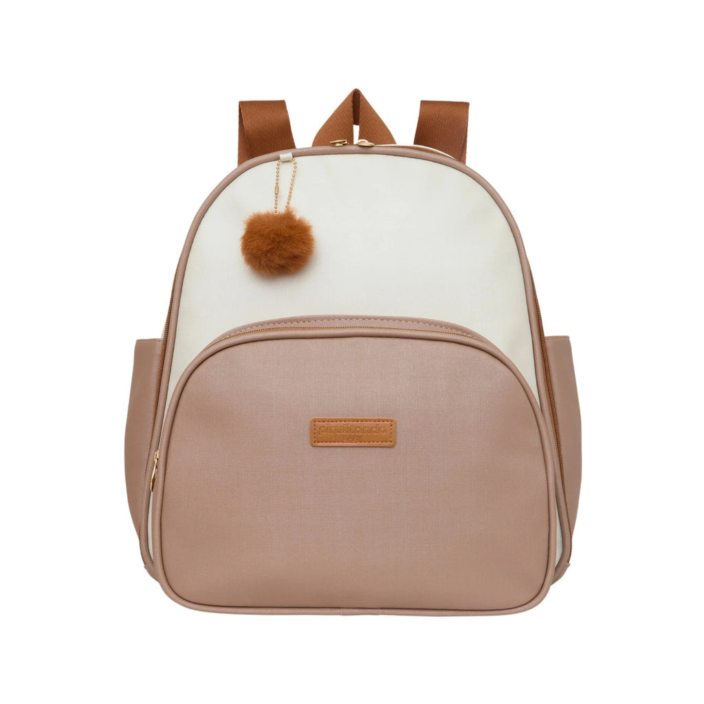 Mochila Maternidade de Passeio com Bolso Térmico Ternura Off White com Marrom