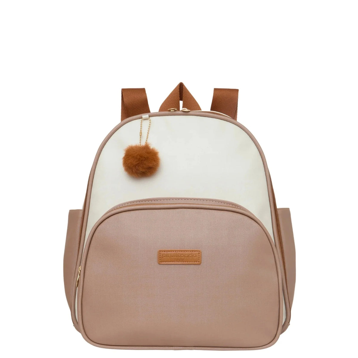 Mochila Maternidade de Passeio com Bolso Térmico Ternura Off White com Marrom