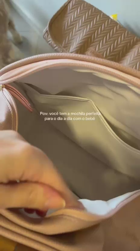 Mochila Média com Bolso Térmico Amor de Mãe Rosê